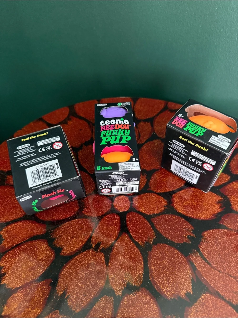 Needoh Funky Pups (Orange & Pink) + Teenie Funky Pup 3-Pack